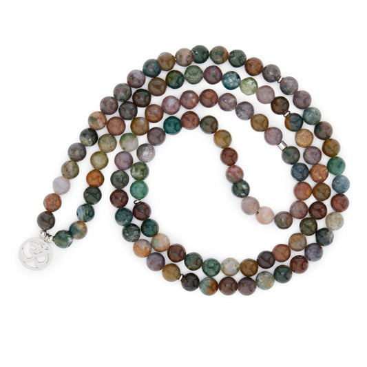 Bracelet Mala "Chanceuse" de 108 perles en Agate Indienne