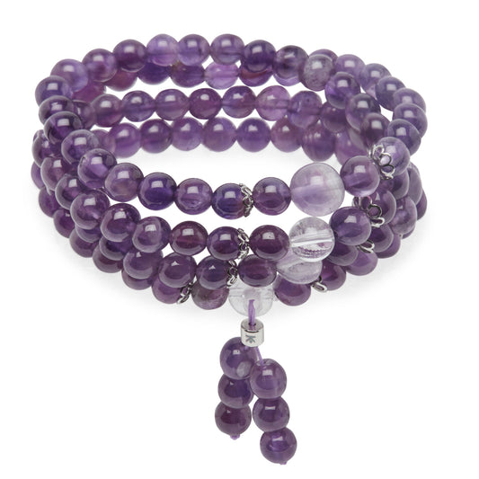 Bracelet Mala Bouddhiste en Améthyste