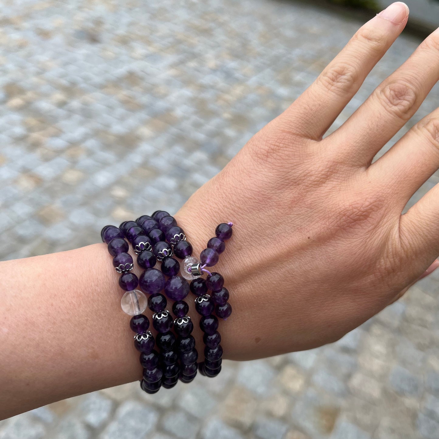 Bracelet Mala Bouddhiste en Améthyste