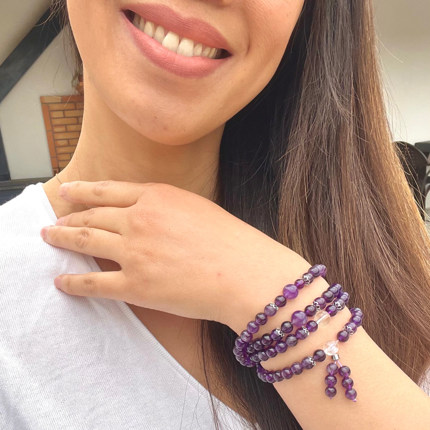Bracelet Mala Bouddhiste en Améthyste