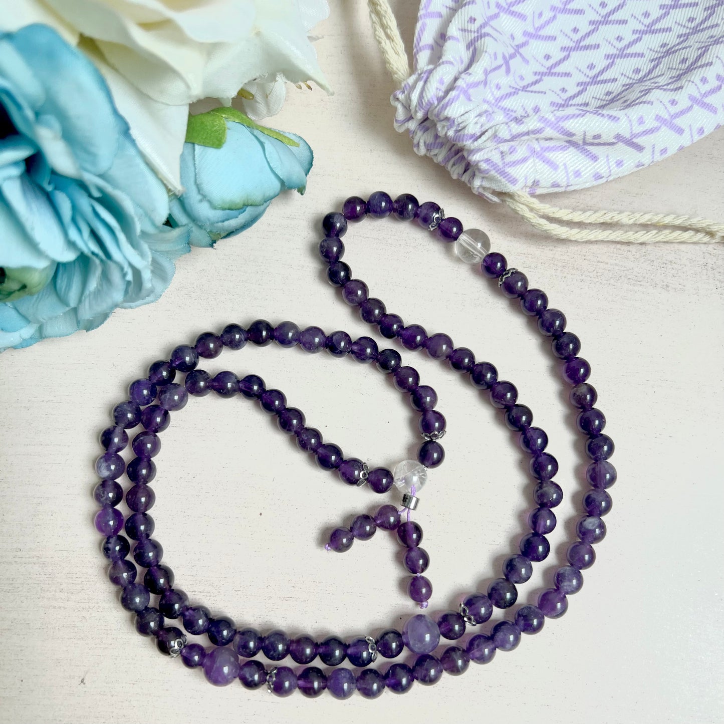 Bracelet Mala Bouddhiste en Améthyste